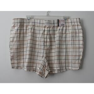 Joyspun Womens Woven Pajama Boxer Shorts Winter White Multisize NWT